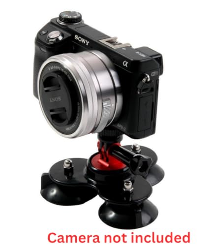 Image of SJCAM SC-3S Triple Suction Cup Mount | Rubber Portable Universal Suction Cup Mount & Holder | Riding,Car Mount Compatible for Go Pro Hero 5 /6 /7 /8 /9 /10,11 /12 Insta 360, DJI,AKASO | Black