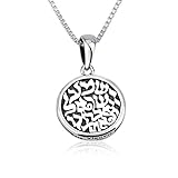 Real 925 Sterling Silver Chain Necklace with Jewish Token - SHEMA Israel - Pendant Charm, 18 Inch...
