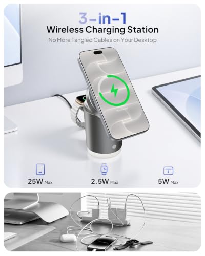 Acer 3 in 1 Wireless Charging Station for Apple, 25W Qi2.2 Magnetic Charger - image 5