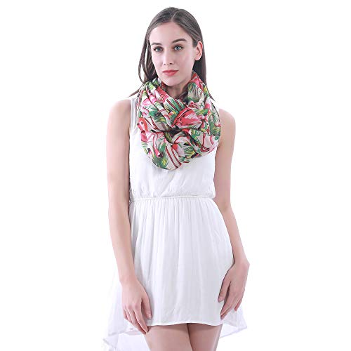 Lina & Lily Vintage 1950s Flamingo Print Women's Infinity Scarf Lightweight2