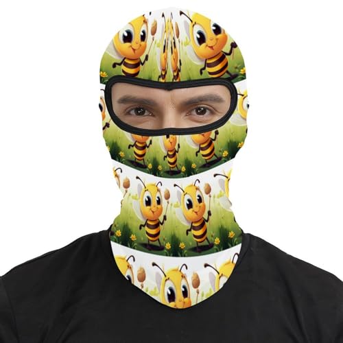 Máscara de esquí para hombres y mujeres con estampado de abeja, balaclava térmica para cara, máscara facial para invierno, equipo de motocicleta, para deportes al aire libre miniatura 2