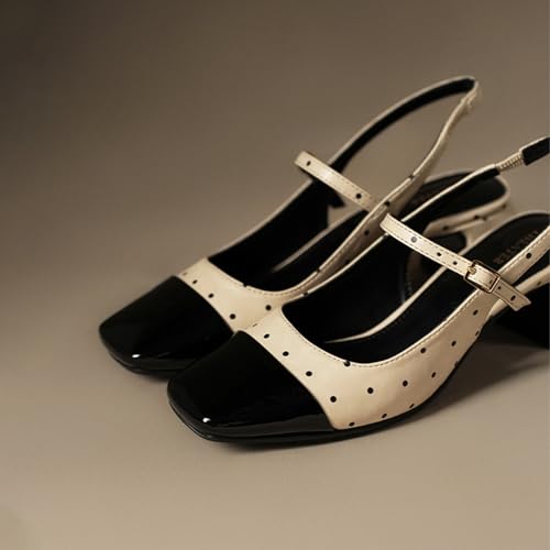 Image of Theater Women Twiggy Mary Jane Block Heel Sandals with Square Toe and Adjustable Buckle Slingback | Cushioned Comfort for Office & Formal Wear