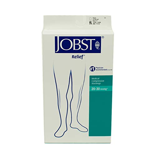 Image of 081711399 Jobst Relief Medical Legwear Compression Stocking, Knee High, Closed Toe, Beige, 20-30 mmHg, Large, Full Calf