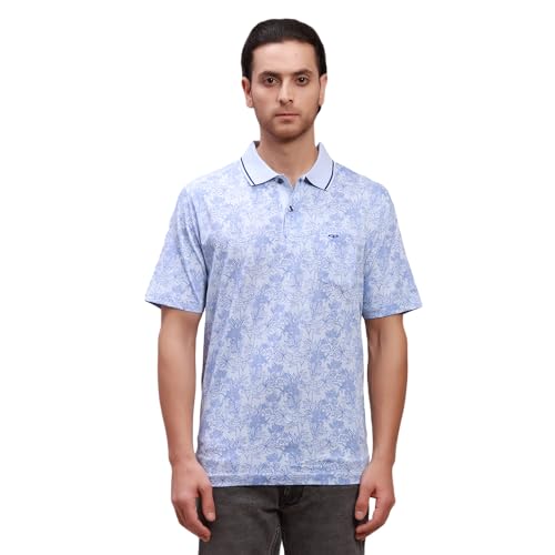 Image of Colorplus Men's Pure Cotton Print Pattern Classic Fit Polo Neck Half Sleeve Casual T-Shirt
