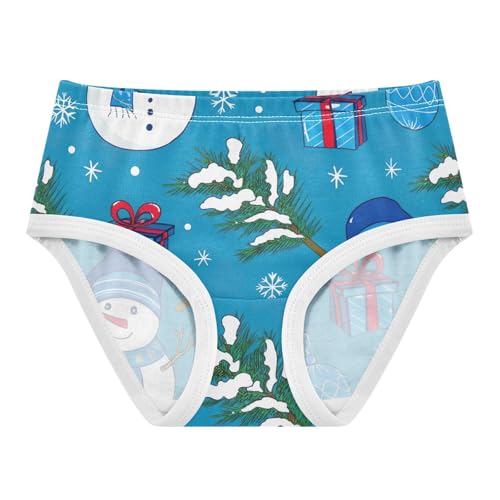 Winter Cute Snowman Blue Little Girl Panties Toddler Girls Underwear Cotton Animal Briefs Underpants 2t