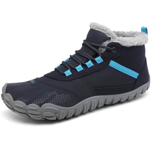 Saguaro Barefoot Escarpines Hombre De Invierno Antideslizante Mujer Botas De Nieve Piel Zapatos De Interior Y Exterior, Azul Oscuro 41 Saguaro Barefoot Escarpines Hombre De Invierno Antideslizante Mujer Botas De Nieve Piel Zapatos De Interior Y Exterior, Azul Oscuro 41