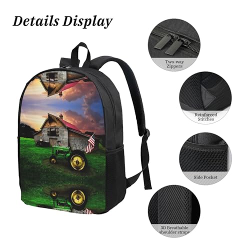 Mochila escolar de tractor vintage de 3 piezas para excursiones y clases 5