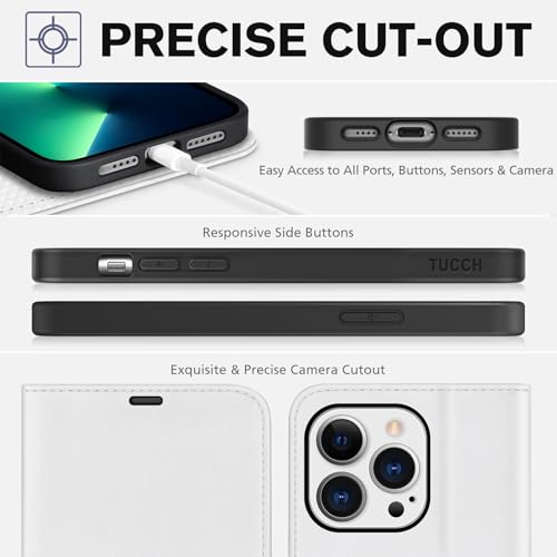 TUCCH Wallet Case for iPhone 13 Pro Max (6.7") 2021, 4 Card Holders, White by TUCCH - Used condition - Image 8