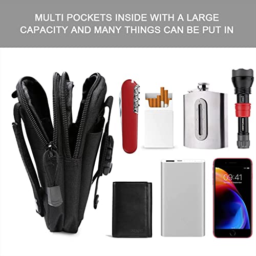 flintronic Taktische Hüfttaschen, Militär Kompakt Gürteltasche Multifunktional Bauchtasche Tasche Beutel für Camping Wandern Radfahren Klettern und Reisen Mit Karabiner, Schwarz