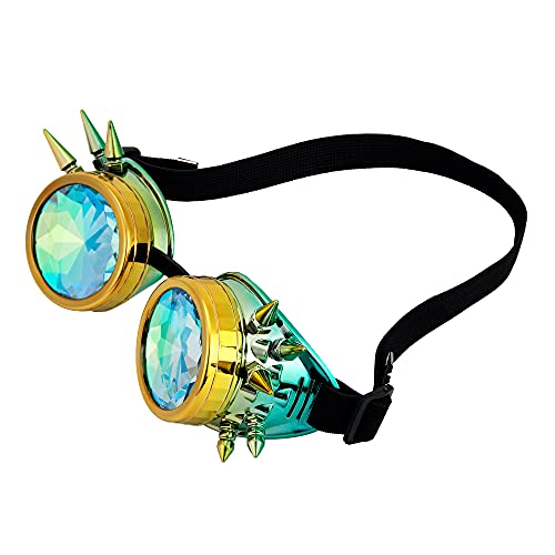 Image of 3-5 Days Delivery Kaleidoscope Rave Rainbow Crystal Lenses Steampunk Goggles