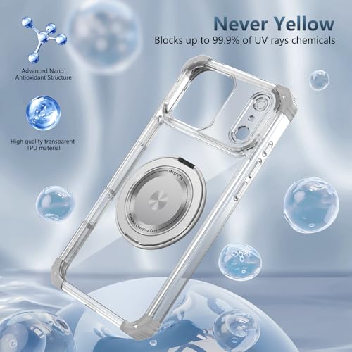 Image of Cubix Back Cover Case for iPhone 17 Pro Max Hard PC + TPU | Metal Ring Kickstand | 1500g Magnetic Hold | 360 Rotating Stand | Military Drop Protection | Air Cushioned Corners