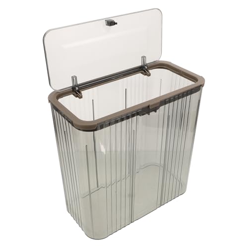 Caneca de basura con tapa gris de plástico para baño