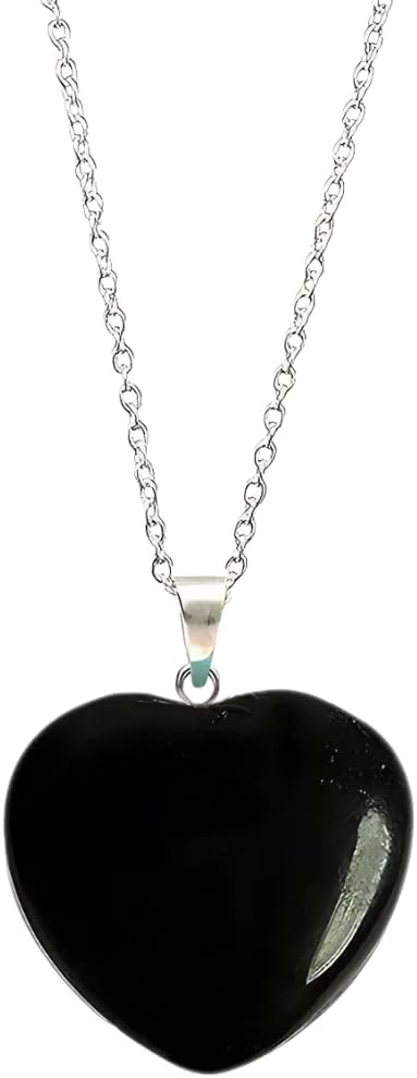 Gempires Love Heart Crystal Pendant Necklace for Women, Silver Plated 18 + 2 Inch Adjustable Chain