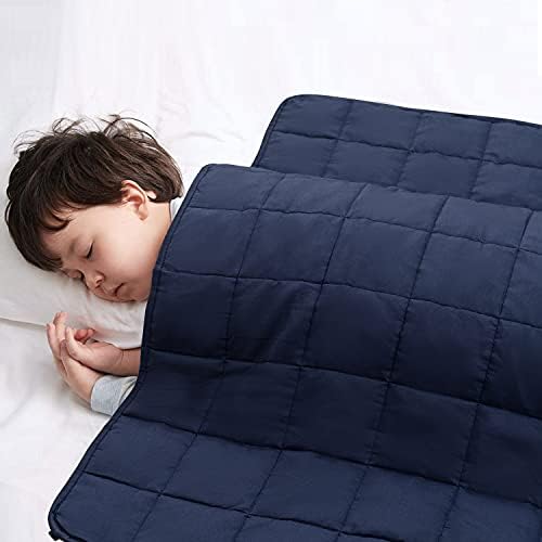 ROSMARUS Kids Weighted Blanket for Children (2.2kg, 122X91cm),100% Natural Cotton Heavy Blanket for Sleep Therapy,Anxiety Autism Stress Relief Quilted Throw with Safe Glass Beads, Dinosaur-Grey