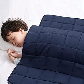ROSMARUS 2.2kg Kids Weighted Blanket for Children 122X91cm,100% Natural Cotton Heavy Quilts for Sleep Therapy,Anxiety Autism Stress Relief Quilted Throw with Safe Glass Beads, Navy