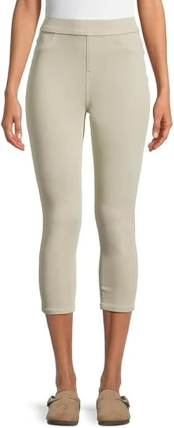 Time and Tru Womens Pull on Capri Jeggings US, Alpha, Small, Regular, Regular, Papyrus Beige