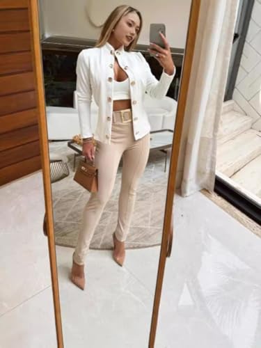 utcoco Womens Open Front Cropped Blazers Business Casual Slim Fit Double Breasted Blazer Jackets3