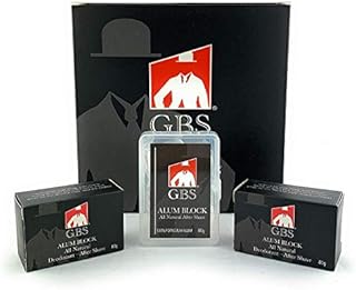 G.B.S Alum Block 3 Stone Pack - 80G (2.8 Oz) Natural Facial Face Armpits Neck Razor Cuts & Nicks Soothes Skin & Pore After Shave with Travel Case