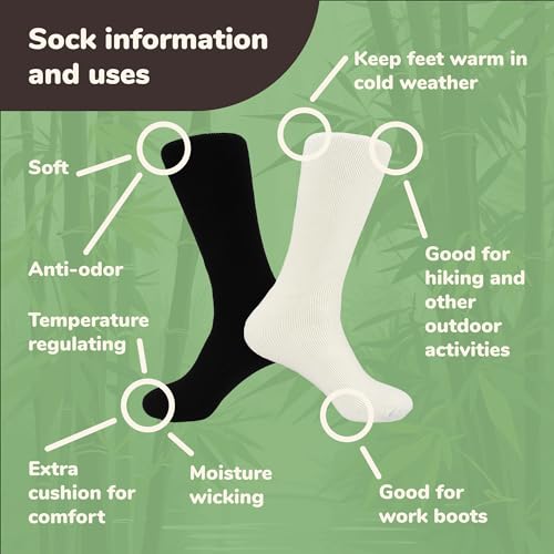BambooMN Men's Extra Thick Superior Wicking Bamboo Fiber Socks - 4 Pair Value Pack4