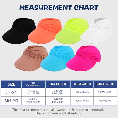 TAGVO Kinder Visor Cap Sonnenhut für Mädchen und Jungen 3-9 Jahre, UV-Schutz Sommerhut Breiter Krempe mit Atmungsaktives Schweißband, Elastisch Strandhut Golf Tenniskappe für Outdoor Sport