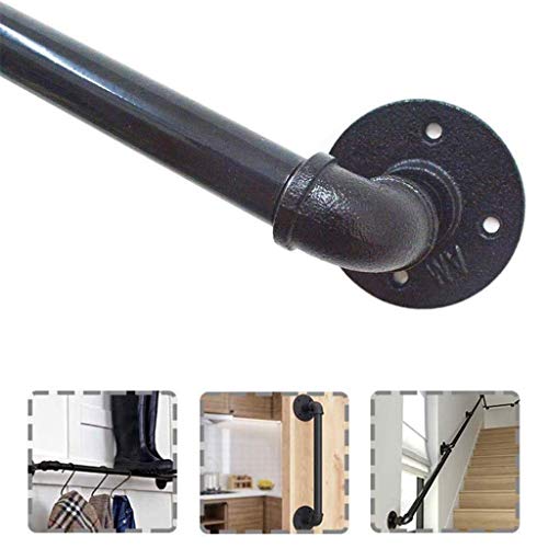 Rampe d'escalier antidérapante en tube de fer noir pour sécuriser les marches glissantes