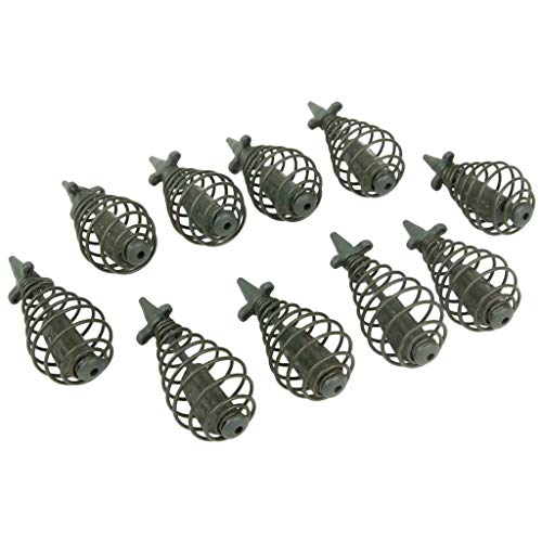 Free2Buy 10Pcs Lead Sinker Spring Fishing Feeder Carp Сrucian Bream Bait Cage Inline Method Feeders - Tackle Trap Accessory – Fishing Tool - Metal 30Gr/1 Oz #TOP1
