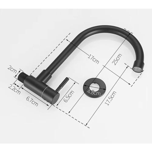 Grifo de agua fría montado en la pared negro acero inoxidable giratorio 3