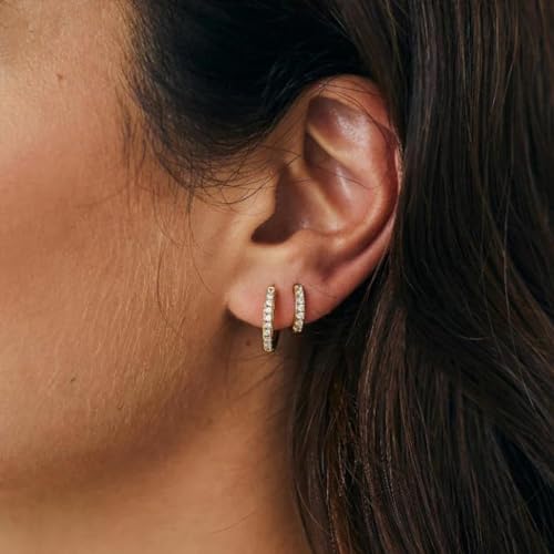 Gold Hoop Earrings Set Huggie Hoop Earrings Hypoallergenic Tiny Lightweight Cartilage Cubic Zirconia Jewelry Everyday Earrings for Women Piercing4