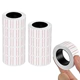 NUTKIT 10 Rollos Calcomanías de Pricemarker, 21mm x 12mm, Un Total de 5000 Unidades, Etiqueta de Precio a Rayas Rojas, Etiqueta de Precio Uso en La Oficina Tienda（500 hojas/rollo）