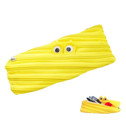 Ginddy Trousse Garcon,Pochette Jaune à Fermeture Éclair, 22 x 8 cm, Trousse de Fournitures Scolaires Résistante pour Stylos et Fournitures
