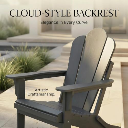 AMILY HDPE Adirondack Chair, Weather Resistant Outdoor Patio Chair, Heavy Duty All-Weather Armchair for Garden, Poolside, Backyard, Easy Assembly (Grey) by AMILY - Used condition - Image 2
