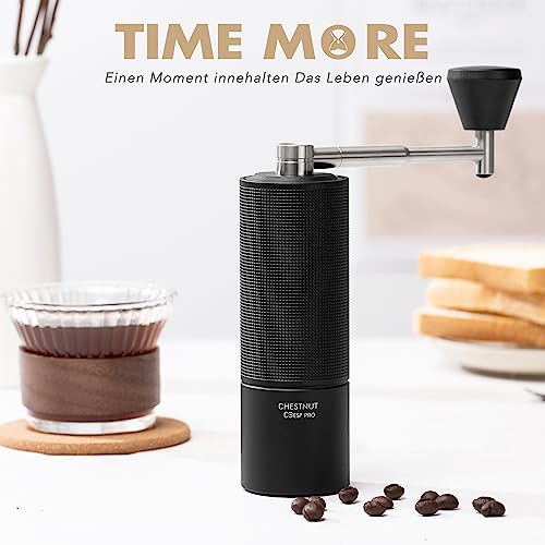 TIMEMORE Chestnut C3 ESP PRO, moulin à café manuel, corps entièrement métallique, fraise conique S2C en acier inoxydable, moulin à café manuel avec poignée pliante, pour Espresso et French Press, noir