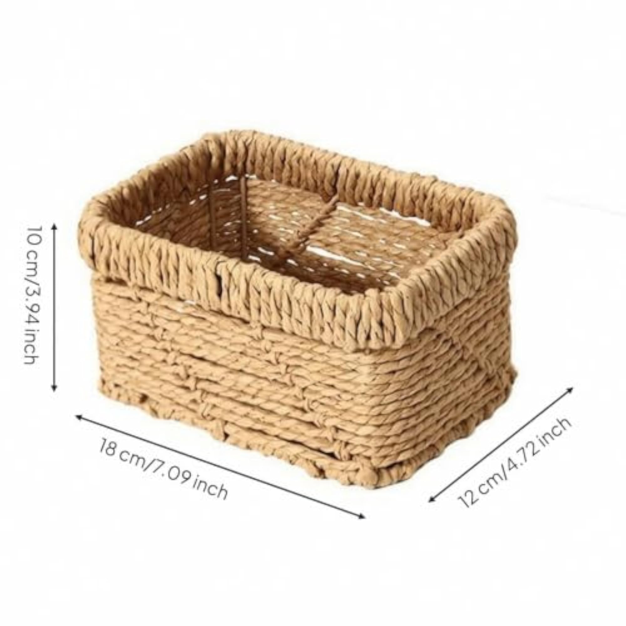 Rectangular Paper Rope Basket, Space-Saving Desktop Organizer