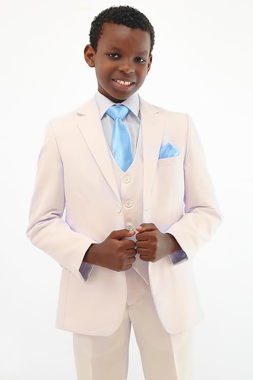 Image of Boys Page Boy Suit Tailored Fit 3 Piece or 6 Piece Set Communion Wedding Birthday Dinner Prom Party Special Occasion