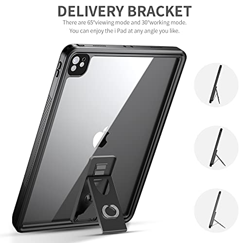 Ipad Pro 12.9 Inch Gen 5 Waterproof Case 2021,Underwater Protective Dustproof Shockproof Case Cover With 360 Full-Body Protection,Ipad Pro 12.9 Inch 5Th Generation Case With Lanyard And Kickstand #TOP4