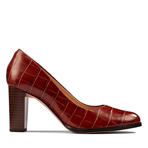 Image of Clarks Womens Kaylin Cara 2 Wine Suede Court Shoes