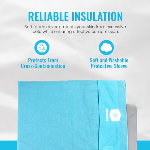 Image of ICEWRAPS Fabric Cover for 10 x 14 Clay Pack, Reusable Ice Pack Cover - Blue | Oversize Clay Pack - Soft Reusable ice pack cover, Durable ice pack holder, Custom-Fit Sleeve, Machine Washable, Lightweight