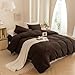 ECOCOTT Duvet Cover King Size -100% Washed Cotton Linen Like Textured Breathable Durable Soft Comfy Bedding Set with Zipper Closure & Corner Ties (Cocoa Brown, 104