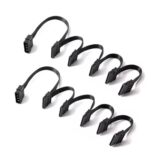 2 Pcs SATA Power Splitter Cable, 15 Pin SATA Power Extension Cable, 1 Male to 5 Female Splitter Adapter for HDD SSD Optical Drive Hard Drive, Copper Wire, High Speed Stable Transmission 50CM