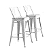 AC Pacific 24” Metal Barstool Set of 2 – Country Rustic Style with Low Back, Lightweight & Sturdy Build, Easy Assembly – Distressed White