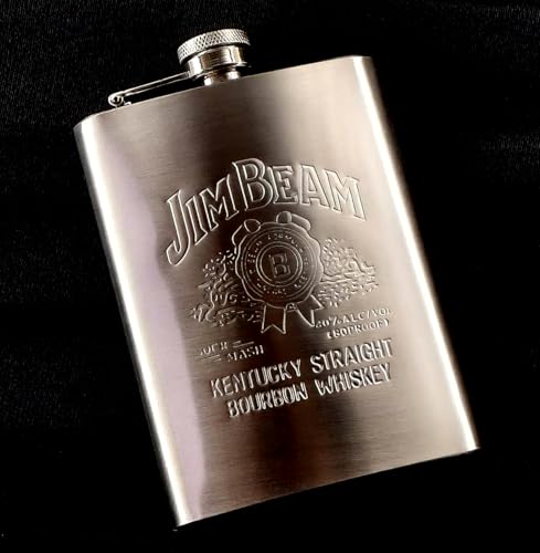 Image of JBS Stainless Steel Hip Flask with Funnel 8 Oz (236 ml) I Engraved Design Wine Whiskey Liquor Flask I Unisex Alcoholic Drinks Holder Pocket Bottle (JB Steel+Funnel)