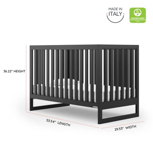 Dadada Austin 3-In-1 Convertible Crib, Greenguard Gold Certified, Solid Wood, Made In Italy (Black) #TOP2
