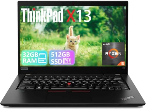Lenovo ThinkPad X13 Gen 1 Portátil empresarial 13,3" FHD, AMD Ryzen 5 Pro 4650U, 32 GB de RAM, SSD de 512 GB, Teclado QWERTY japonés, Windows 11 Pro (Reacondicionado)