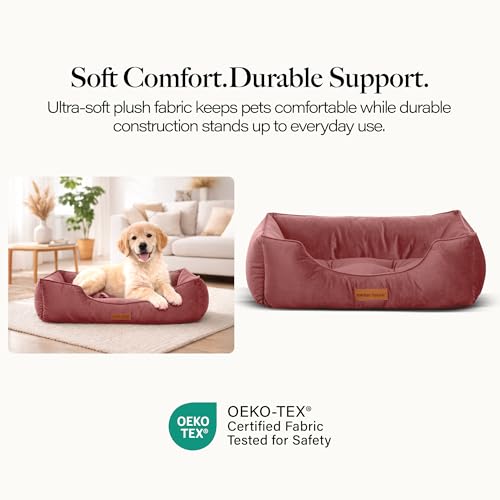 Image of Modern Threads Luxury Dog Bed - Comfortable Tufted Velvet Cushion for Small to Large Dogs - Machine Washable - Durable & Cute Sleep Space for Pets - Pamper Your Pet with Cozy Beds - Rosewood
