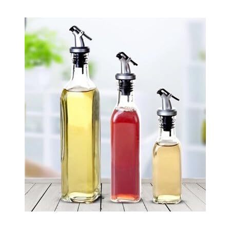 Amazon Moobom 調味料ボトル 保存容器 キッチン用品 詰め替え容器用 便利シール 漏れ防止 透明 ガラスボトル オイルサーバー 500ml 調味料入れ オンライン通販