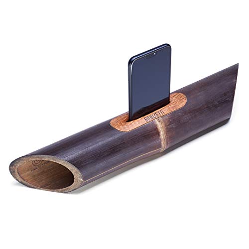 Bonizetti Bambus Lautsprecher Zero Waste Verstärker Schwarz 45 x 11 x 7cm Musikbox, Smartphone-Lautsprecher, Naturmaterialien, Handy-Verstärker