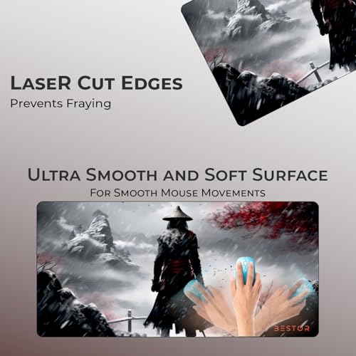 Image of BESTOR Anime Series Mouse pad with Anti-fray Stitching, Waterproof Surface & Non-Slip Rubber Base Stitched Edges Gaming Mouse Mat for Laptop (60cmx34cm)