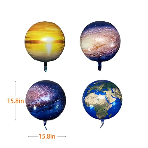 24Pcs 4D Galaxy Space Man Balloons Cartoon Inflatable Rocket Astronaut Earth Spaceship Planet Party Supplies Happy Birthday Decoration Moon Star Foil For Boy Kid Baby Shower Airship Wedding Tablecloth #TOP2