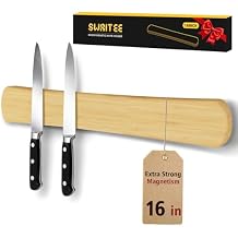 Swaitee Magnetic Knife Holder for Wall, 16 Inch Bamboo Magnetic Knife Strip, Kitchen Storage Organizer, Fridge Side Mount, Housewarming Gifts for New Home