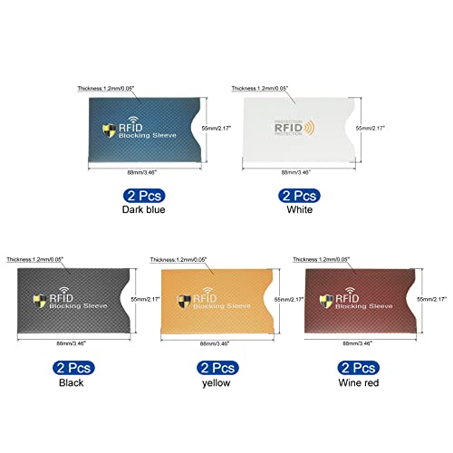 RFID Blocking Horizontal Credit Card Sleeves, 10 Pack Contactless Protect Holder for NFC Purse, 5 Colors2